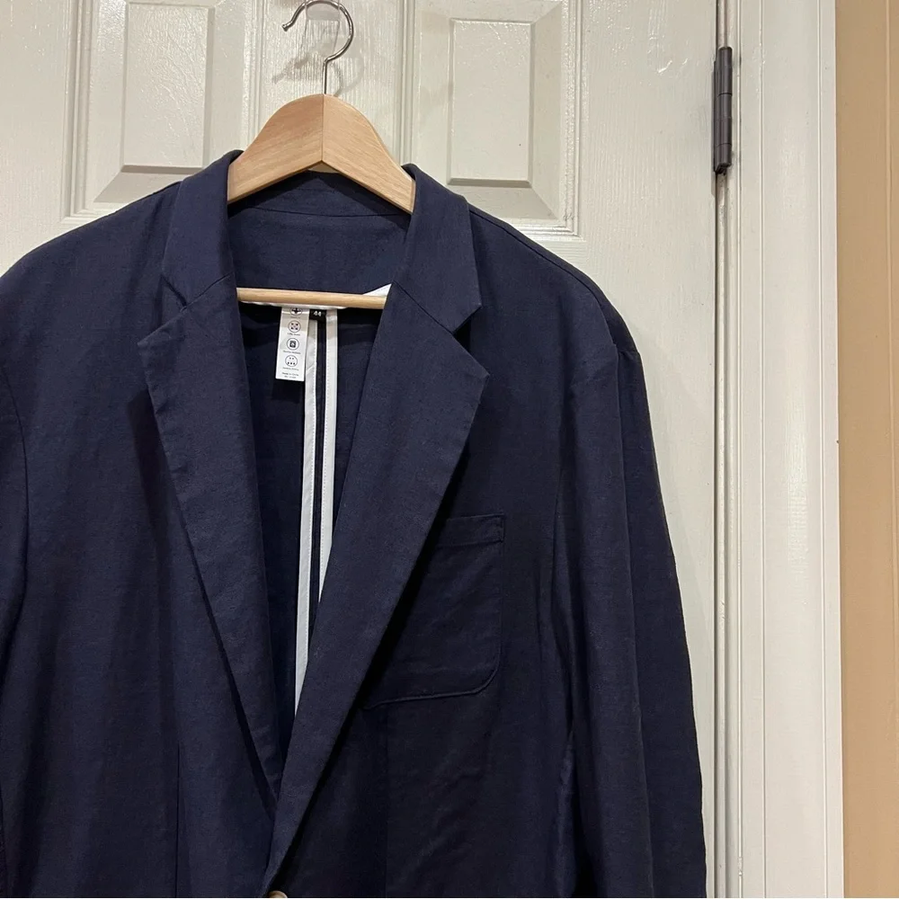 NEW State & Liberty Unstructured Linen Blazer Navy Blue 44 Performance Sport